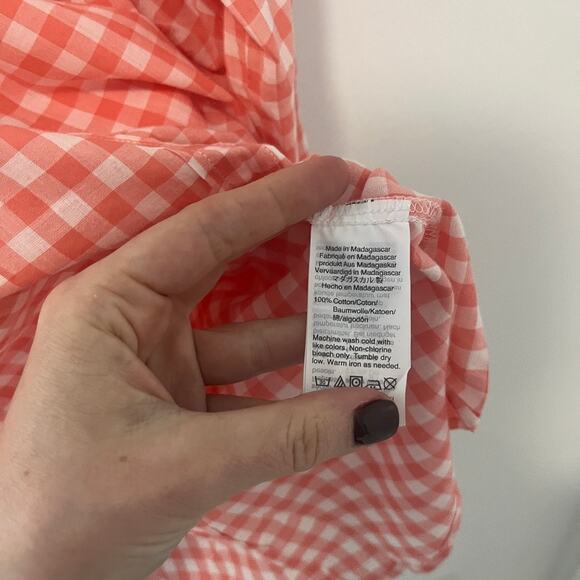 J. Crew Burnt Orange & White Gingham Print Long Sleeve Button Up Size 2X - Picture 5 of 7